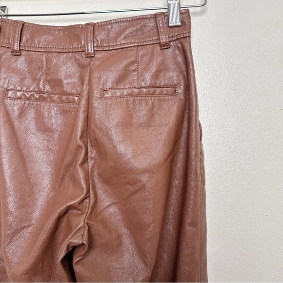 Aritzia Womens Babaton 00 Agency Vegan Leather Pant In Cognac Color - Picture 13 of 15